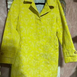 Desigual Yellow Paisley-Pattern Trench Coat